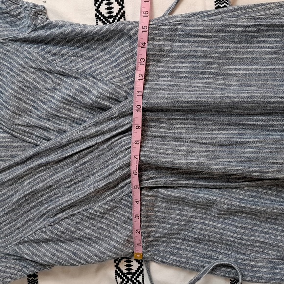 Banana Republic linen viscose blue white stripe faux wrap cap sleeve maxi sz6 - Picture 11 of 15